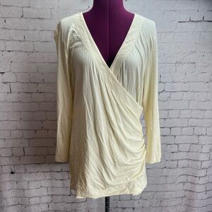 Soft Surroundings cream colored surplice v neck faux wrap top size large